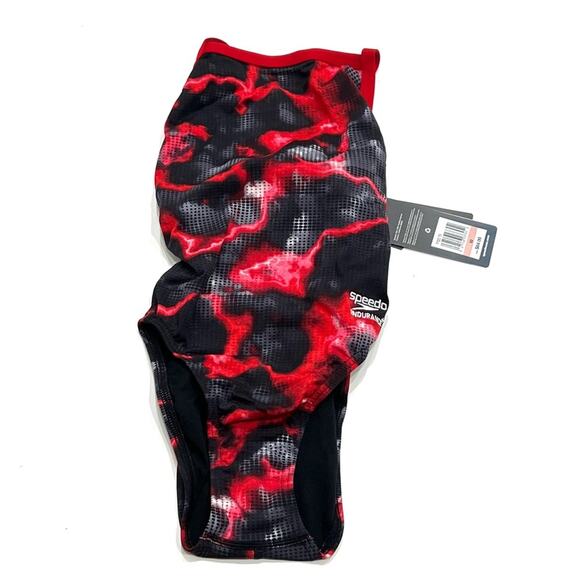 Speedo Flyback Energy Volt Red Endurance Swimsuit Racing Cut sz 22 NEW